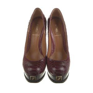 FENDI Leather Animal Print Pumps Size: 7 | IT 37 Motif FF Zucca